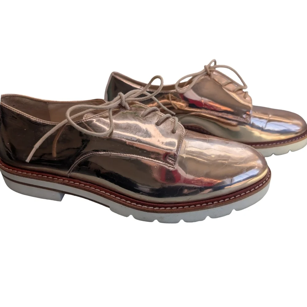 Stuart Weitzman Metro Metallic Oxford Platform Shoe 8.5